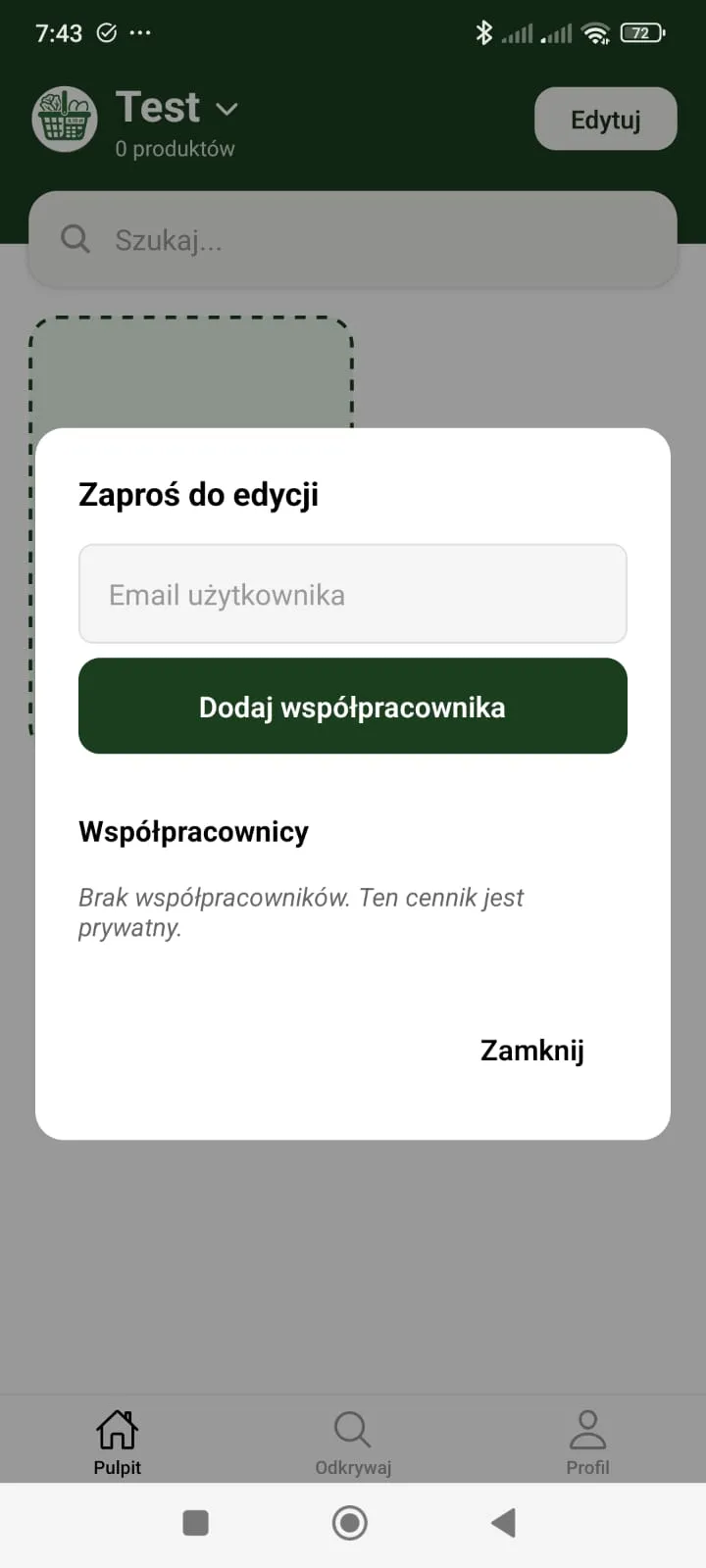 Kiosk App - Share price list